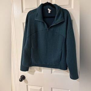 A New Day Dark Teal Ribbed Pullover Large